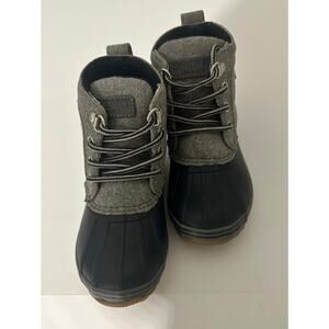 Little Boy's Sperry Bowline Duck Boots Gray Fabric and Rubber Colorway